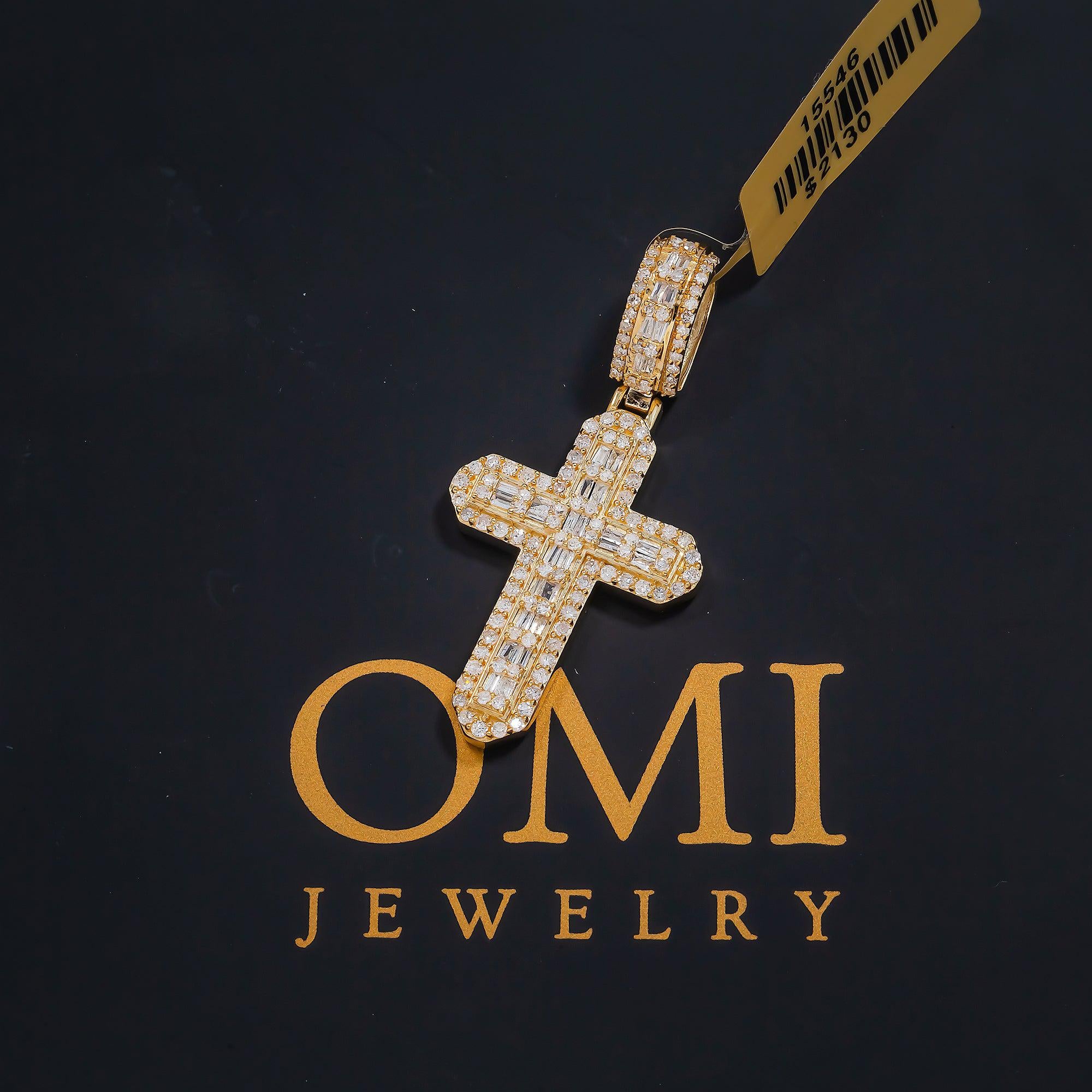 14K GOLD DIAMOND CROSS PENDANT 1.01 CT