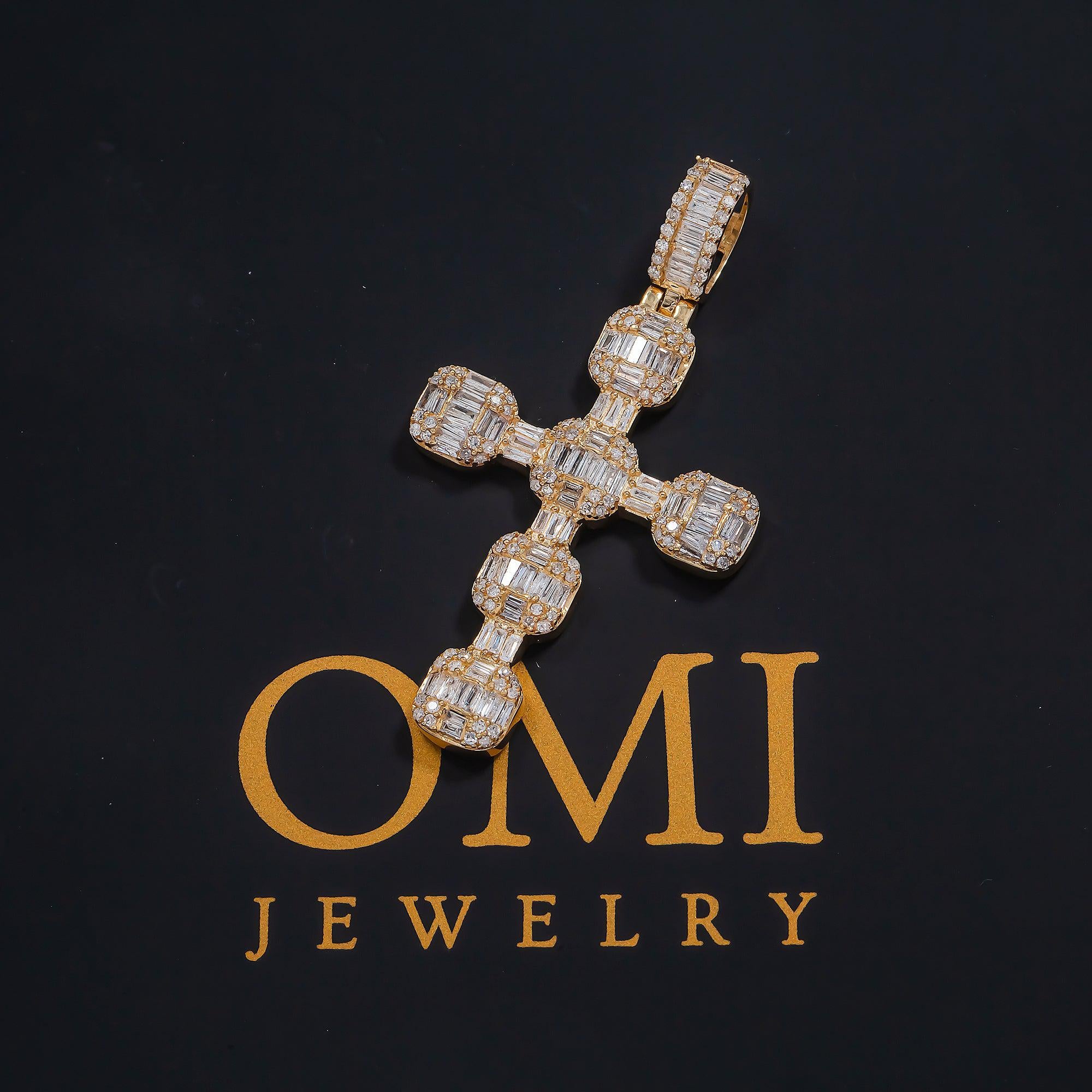 14K GOLD DIAMOND CROSS PENDANT 1.14 CT