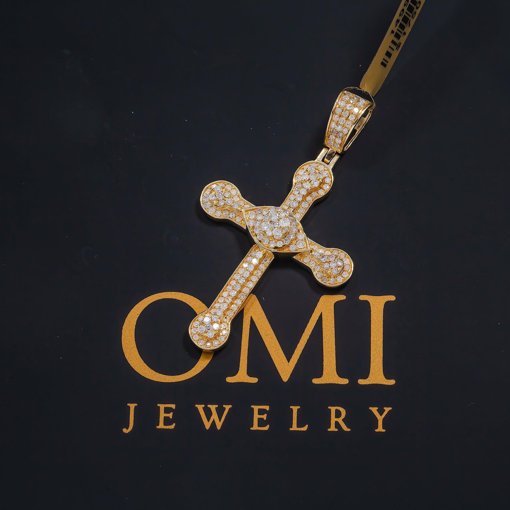 14K GOLD DIAMOND CROSS PENDANT 0.89 CT