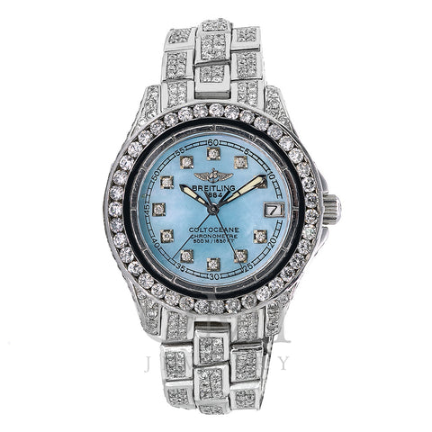 Breitling Colt Oceane A57350 33mm Blue Mother of Pearl with 8.0CT Diamonds Watch