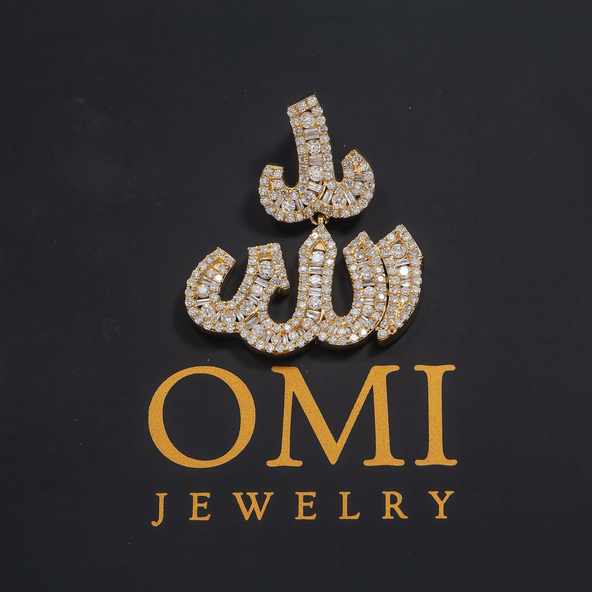 14K GOLD DIAMOND ALLAH PENDANT 2.53 CT