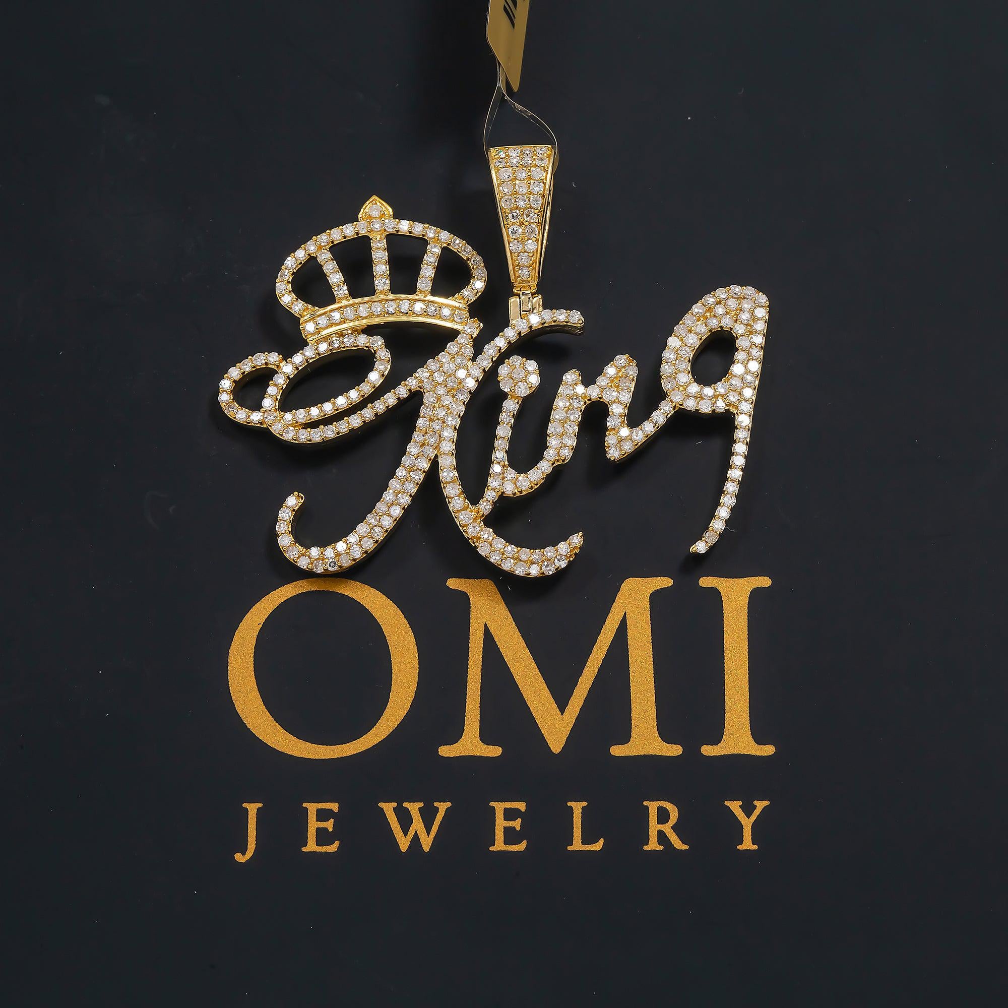 14K GOLD DIAMOND KING WITH CROWN PENDANT 1.34 CT