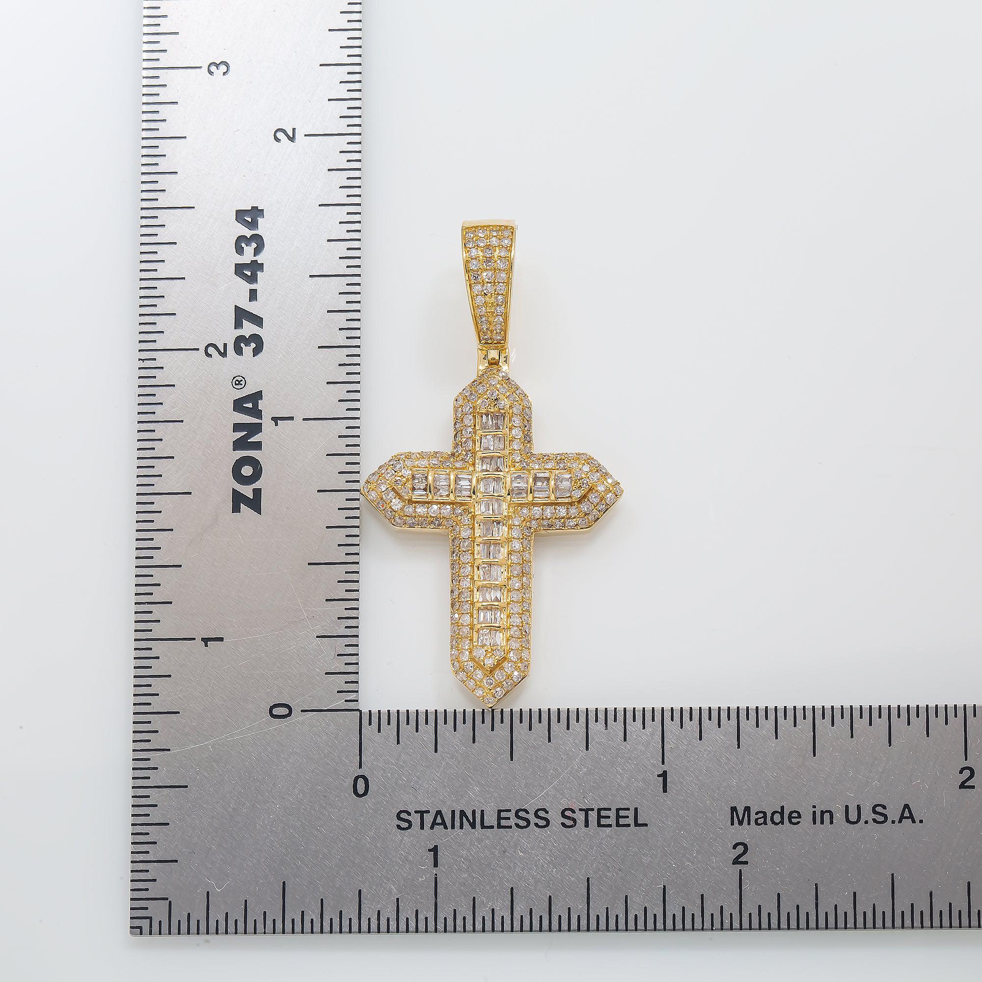 14K GOLD DIAMOND CROSS PENDANT 1.02 CT