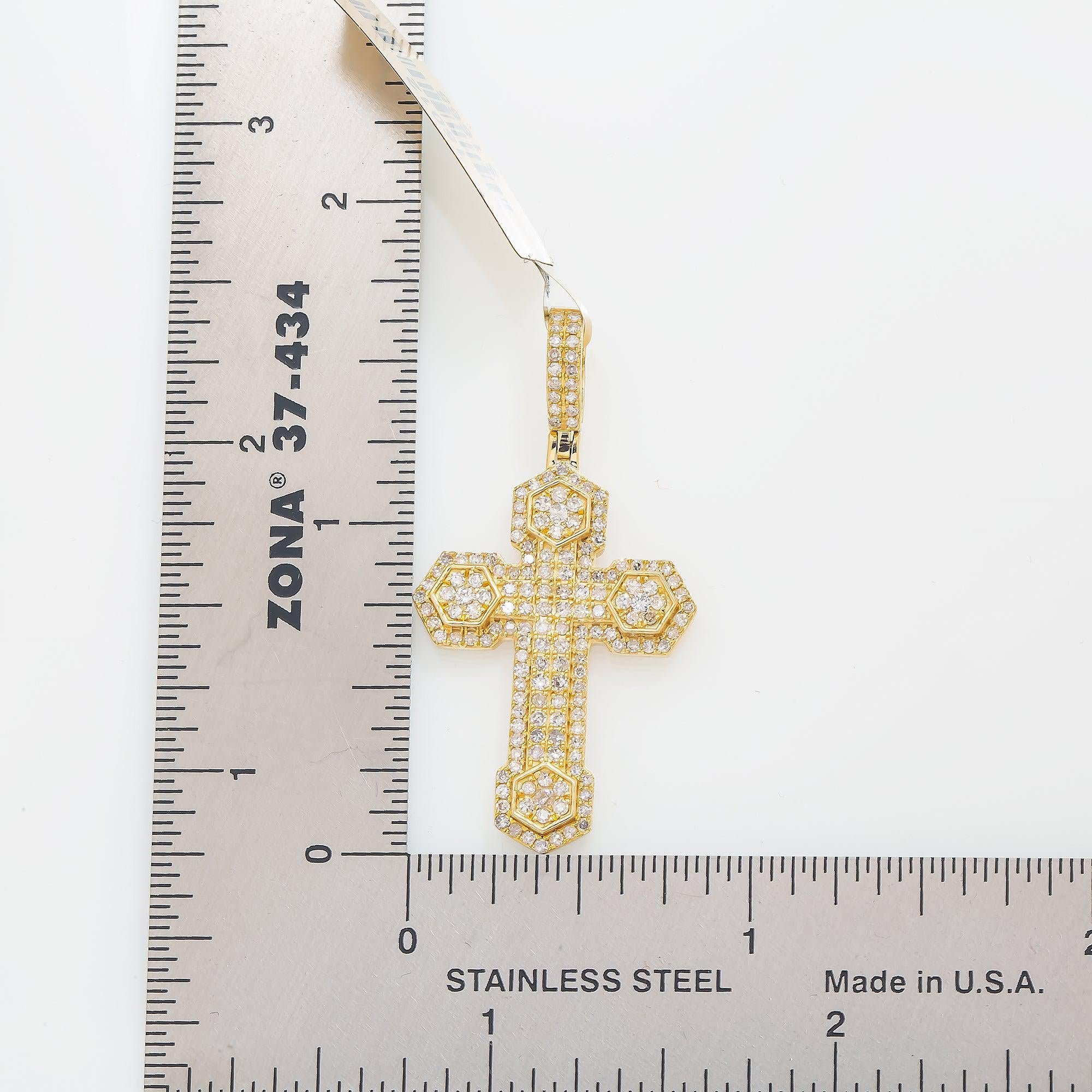 14K GOLD DIAMOND CROSS PENDANT 0.93 CT