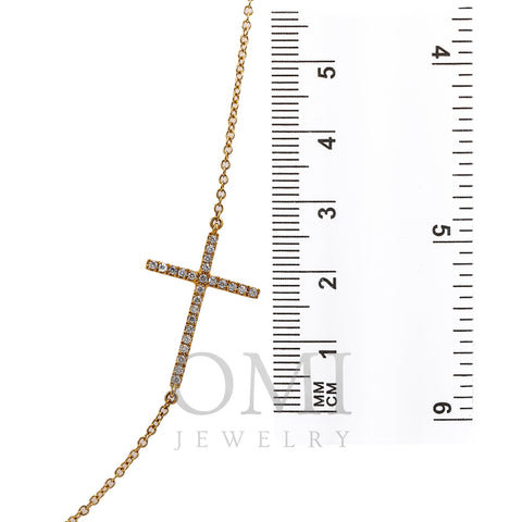 18K Rose Gold Cross Women's Necklace With 0.24 CT Diamonds