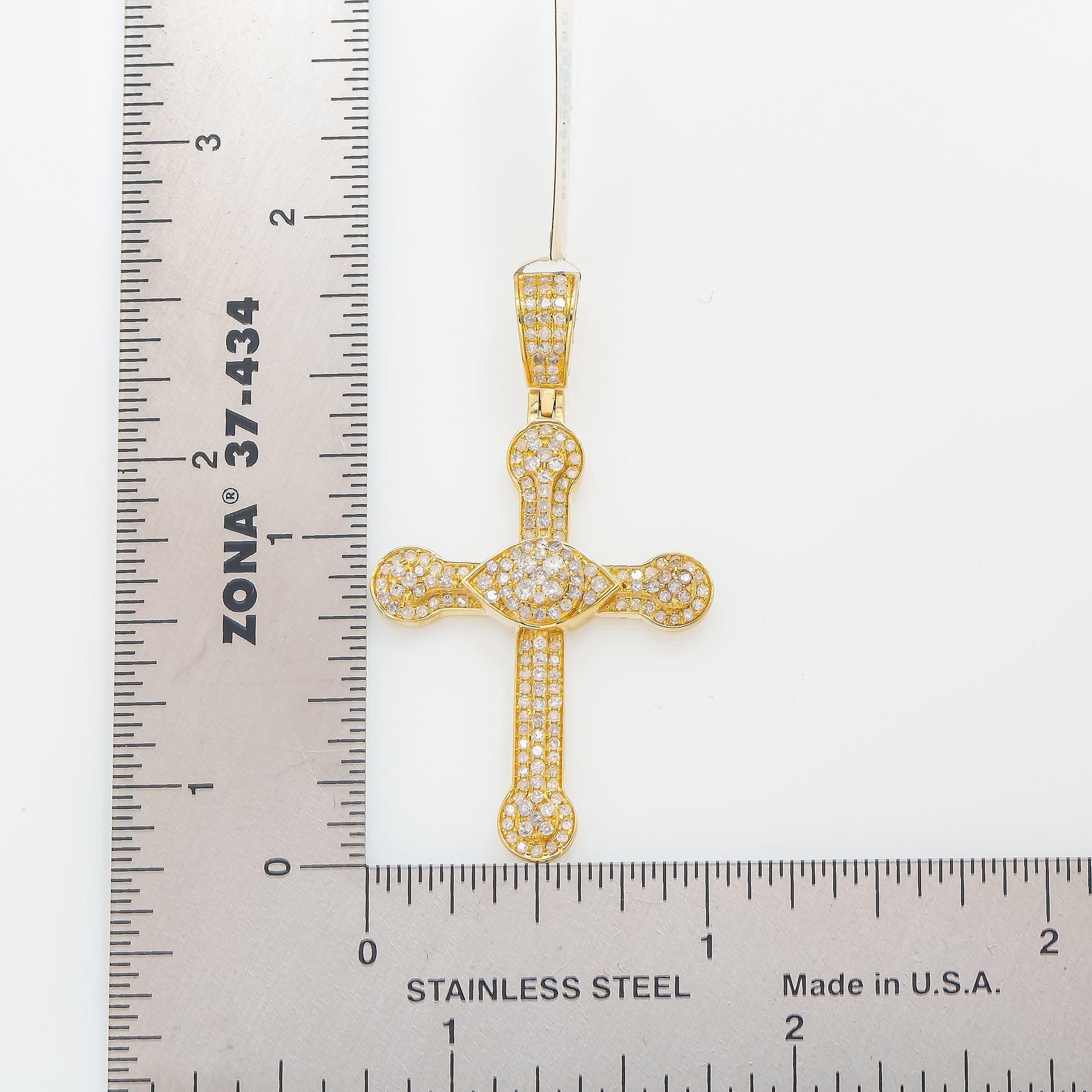 14K GOLD DIAMOND CROSS PENDANT 0.89 CT