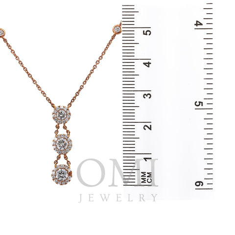 18K Rose Gold Women's Necklace With 1.10 CT Diamonds