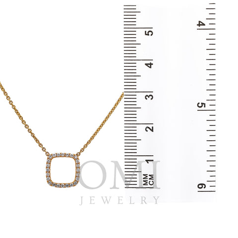 18K Yellow Gold Square-Shaped Floating Women's Necklace With 0.19 CT Diamonds