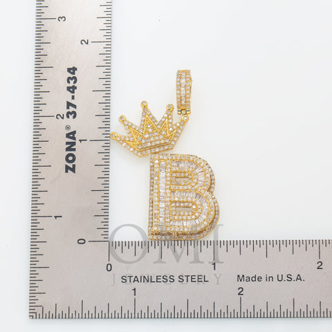 14K GOLD DIAMOND INITIAL B WITH CROWN PENDANT 1.81 CT