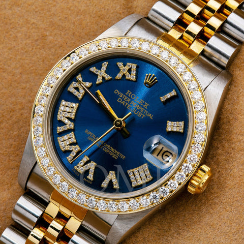 Rolex Lady-Datejust 68273 31MM Blue Diamond Dial With Two Tone Jubilee ...