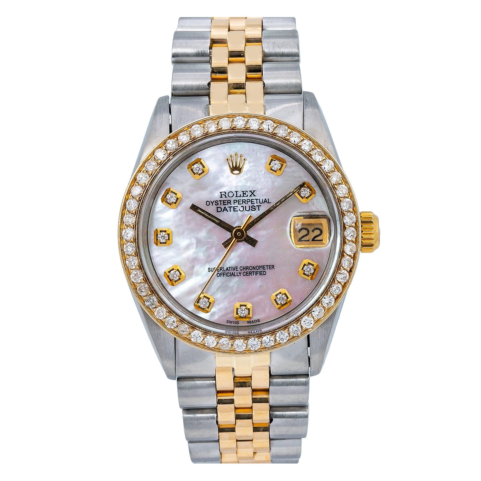 Rolex Datejust 31MM 68273 Pink Mother of Pearl Diamond Dial Diamond Bezel Two Tone Jubilee Bracelet