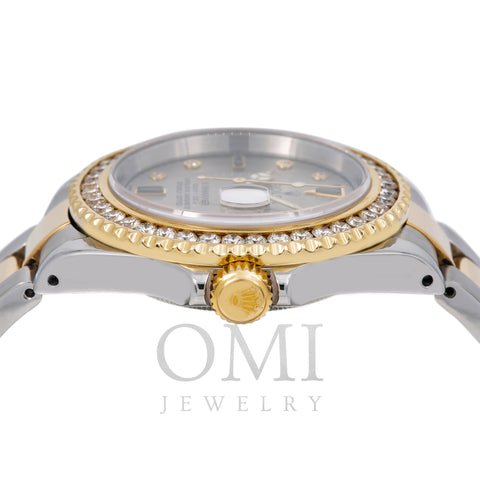 Rolex Submariner Diamond Watch, Date 16613 40mm, Serti Dial Diamond Bezel With Two Tone Oyster Bracelet