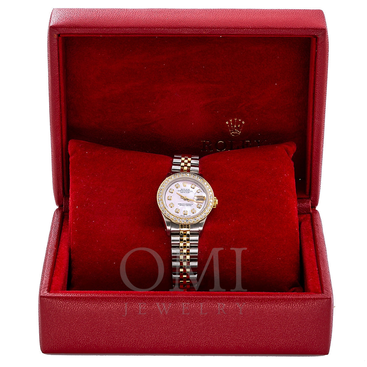 Rolex Datejust Two Tone Diamond Watch 26mm Pink Mother of Pearl Dial w ...