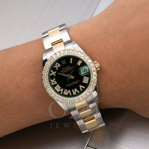 Rolex Datejust 178243 31MM Green Diamond Dial With 1.15 CT Diamonds