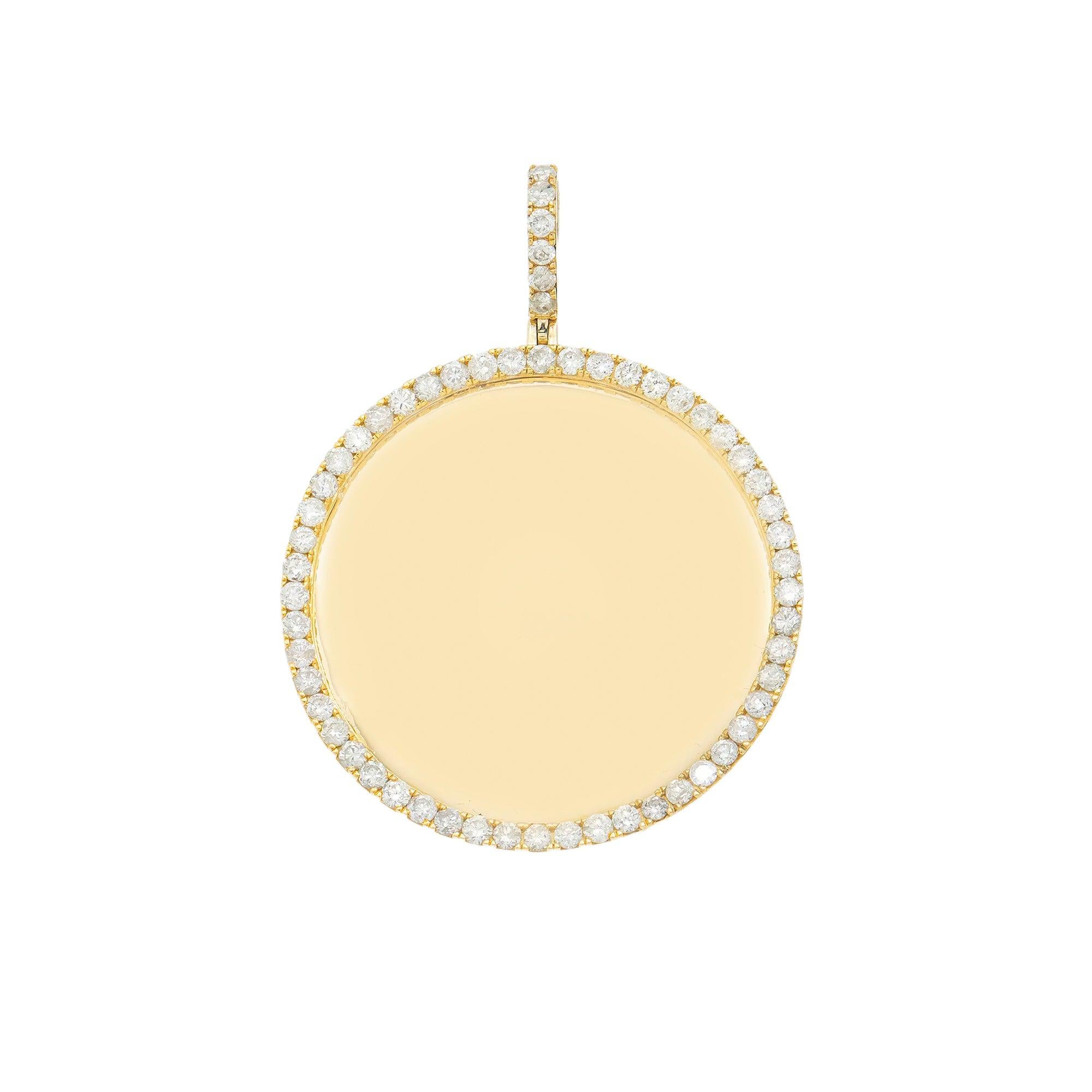 14K GOLD DIAMOND PICTURE CIRCLE PENDANT 3.6 CT
