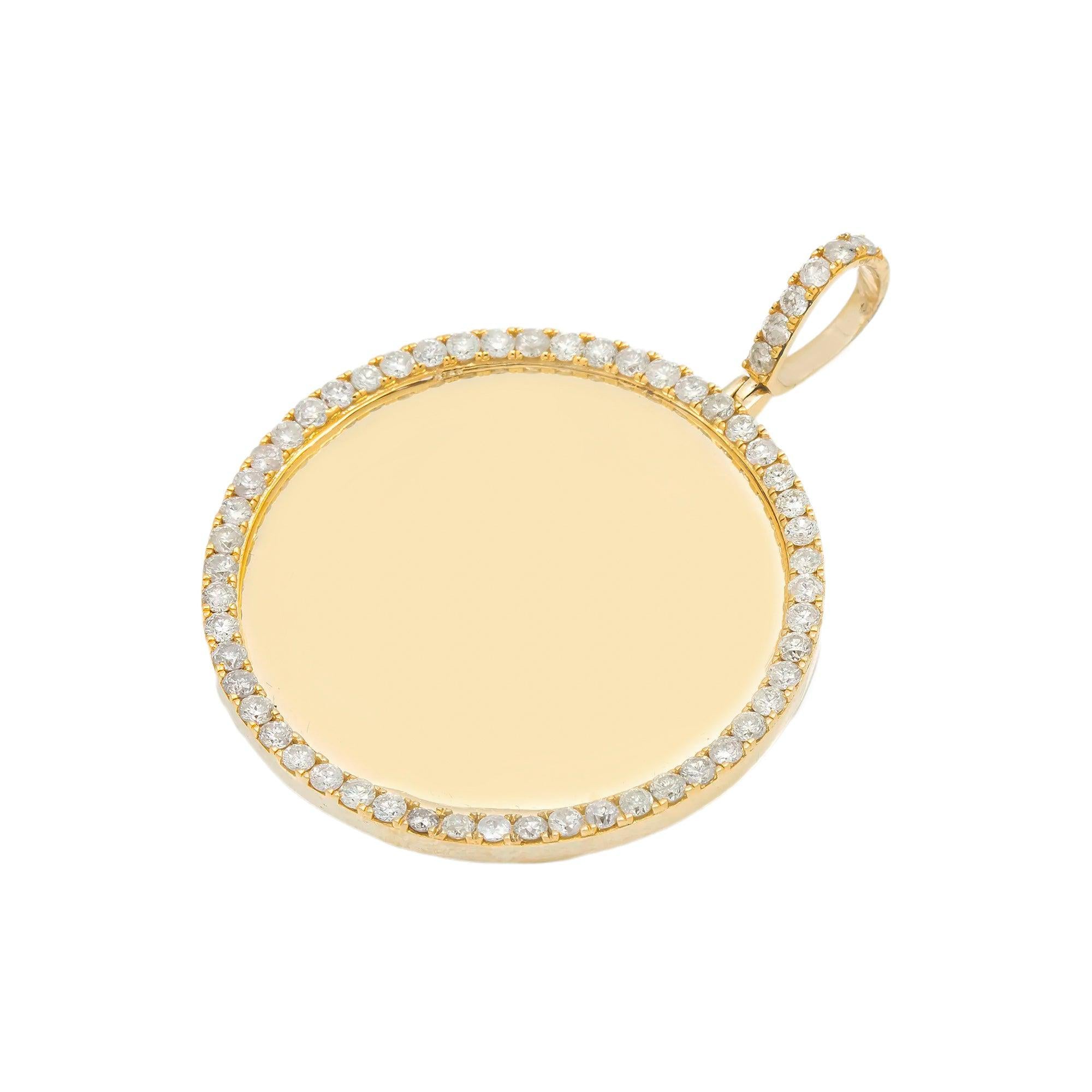 14K GOLD DIAMOND PICTURE CIRCLE PENDANT 3.6 CT