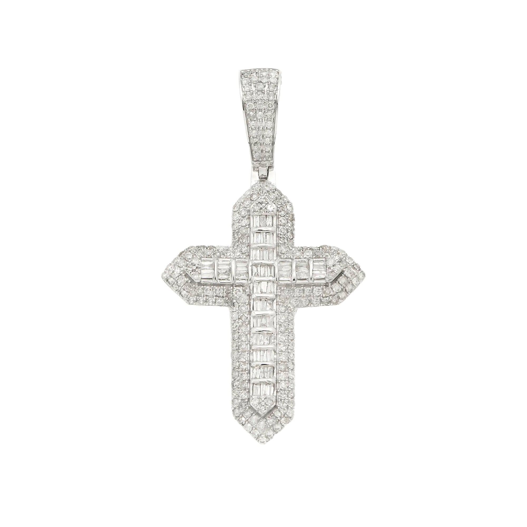 14K GOLD DIAMOND CROSS PENDANT 1.02 CT