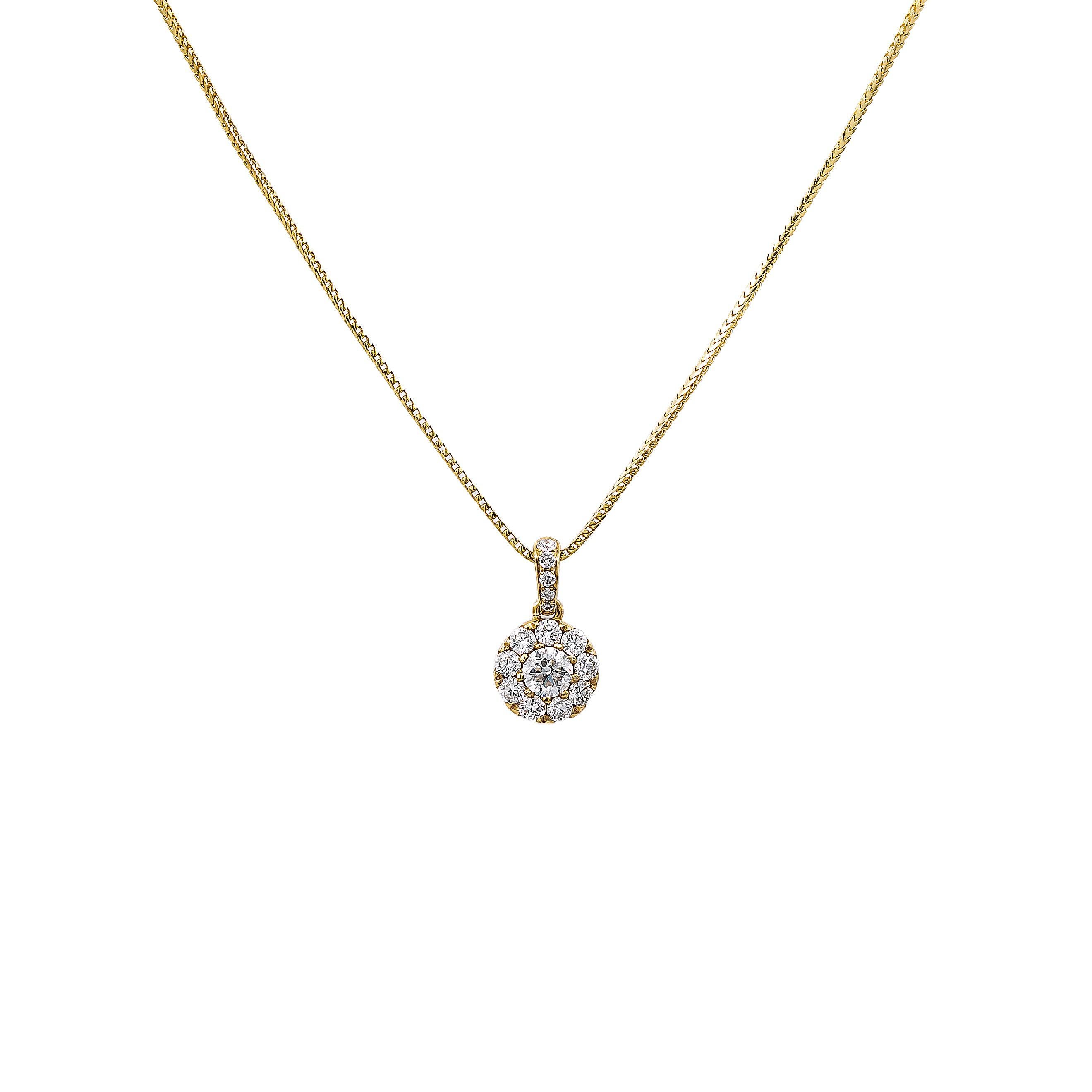 Gold Disk Pendant With Diamonds available in White & Yellow Gold