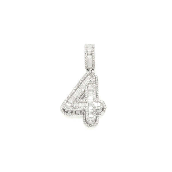 14K GOLD DIAMOND NUMBER 4 PENDANT 1.14 CT