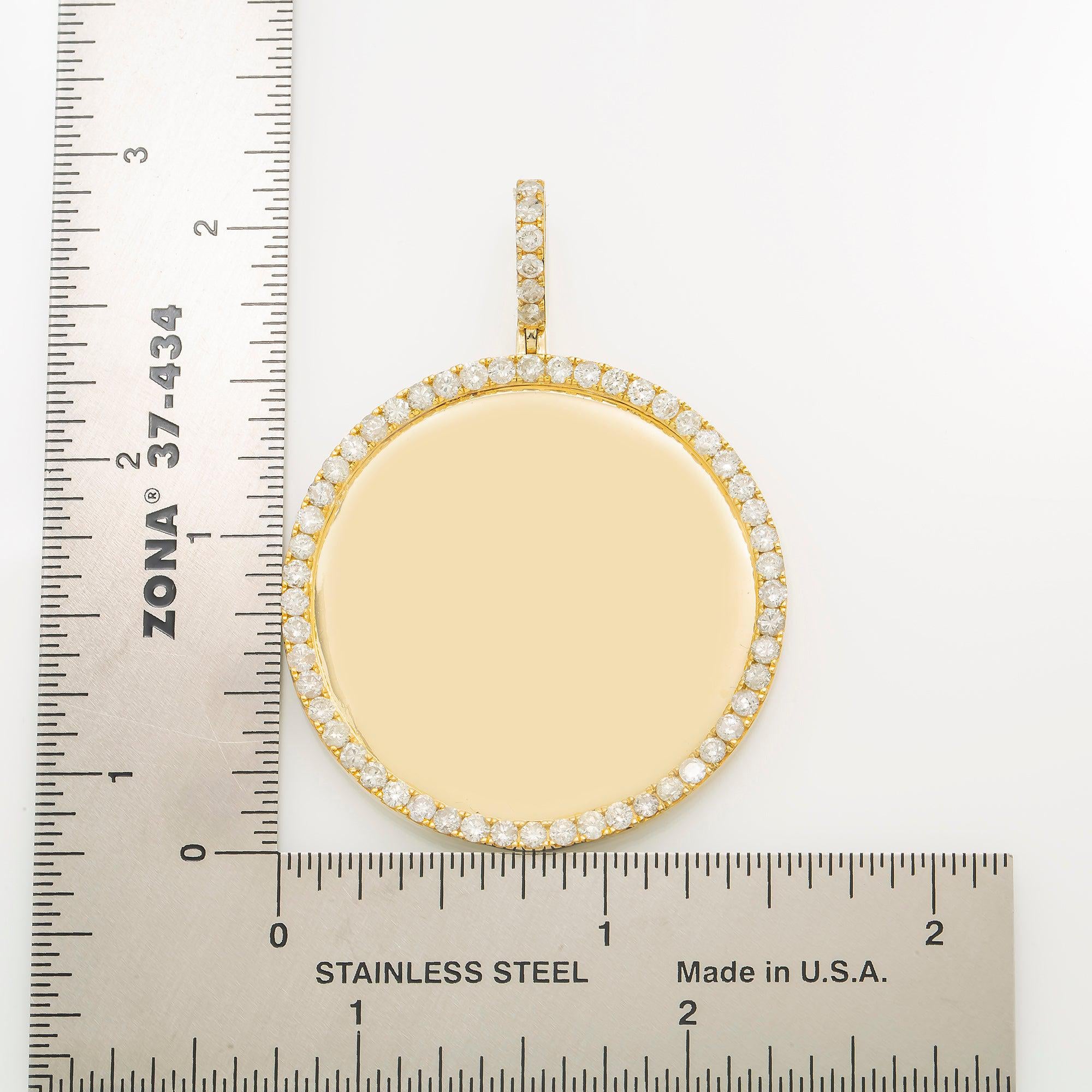 14K GOLD DIAMOND PICTURE CIRCLE PENDANT 3.6 CT