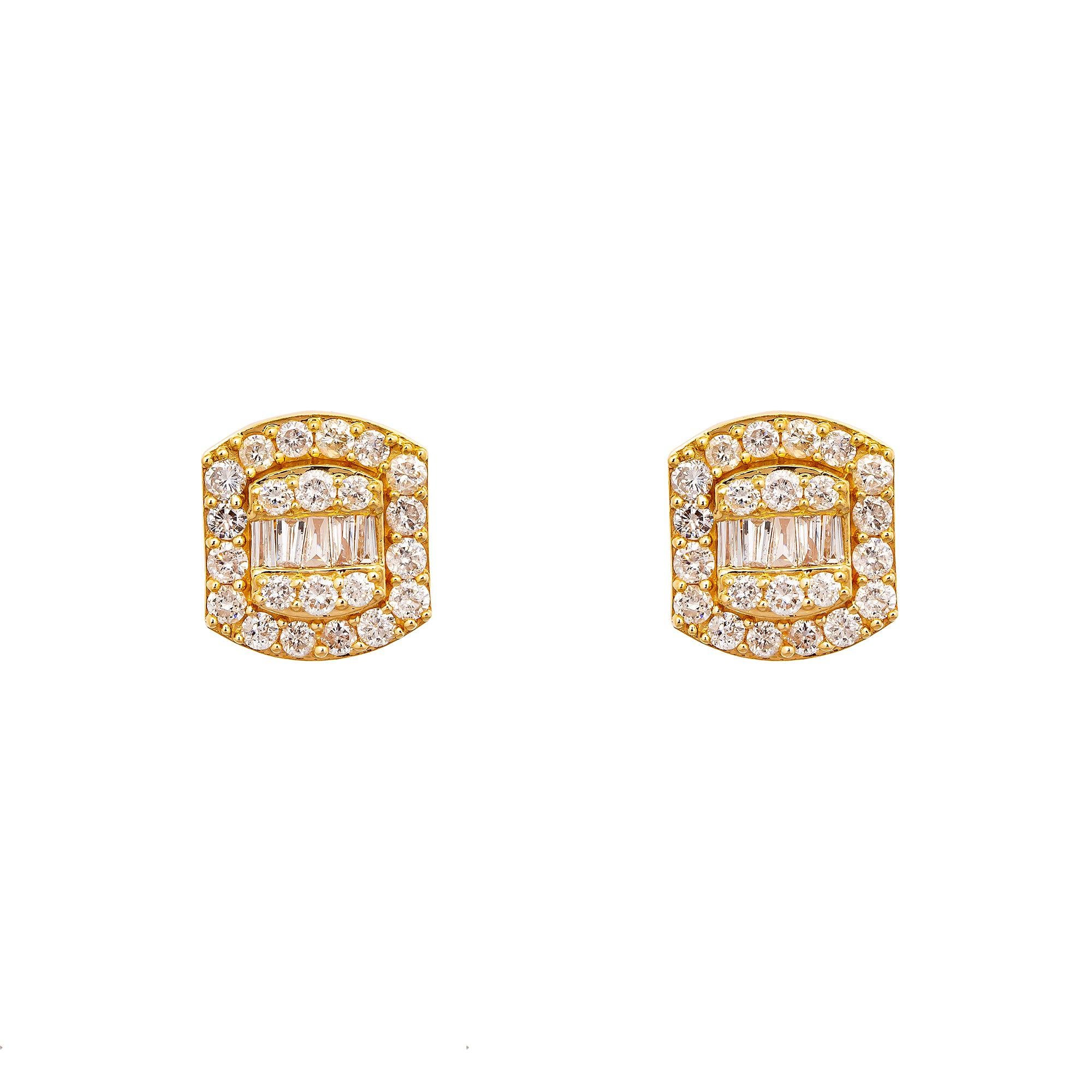 14K Yellow Gold Unisex Earrings with 0.77 CT Diamonds