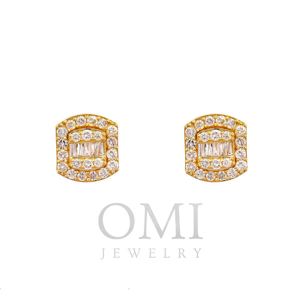 14K Yellow Gold Unisex Earrings with 0.77 CT Diamonds
