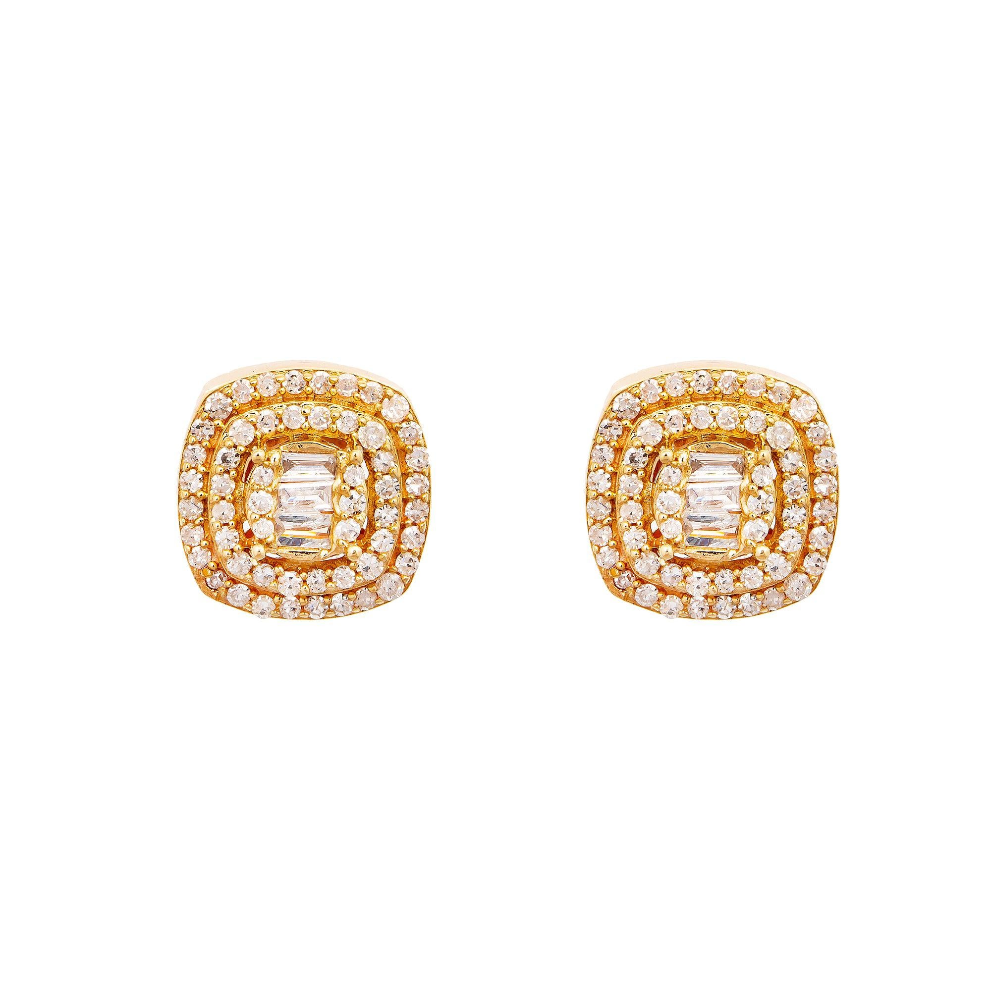 14K Yellow Gold Unisex Earrings with 0.57 CT Diamonds