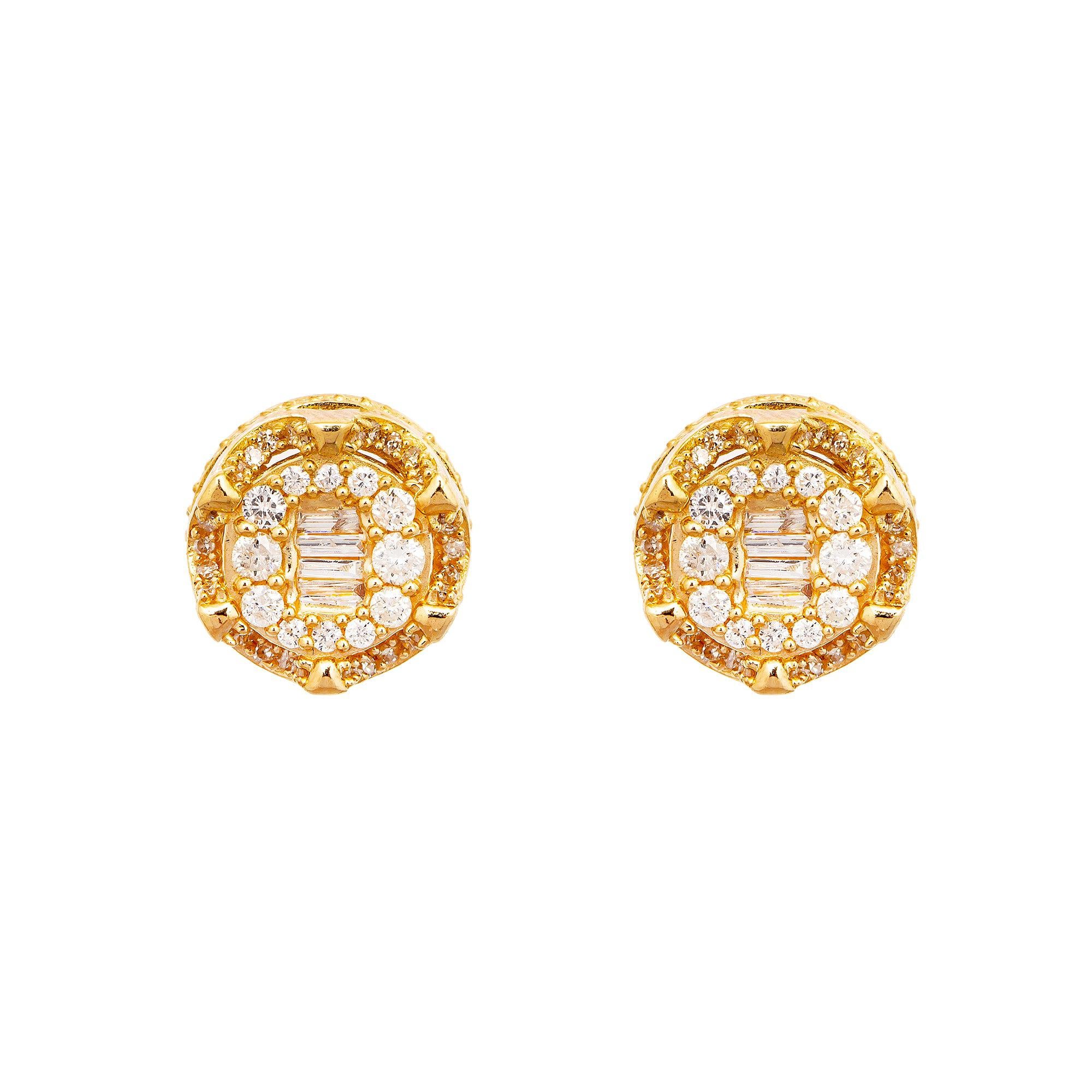 14K Yellow Gold Unisex Earrings with 0.76 CT Diamonds