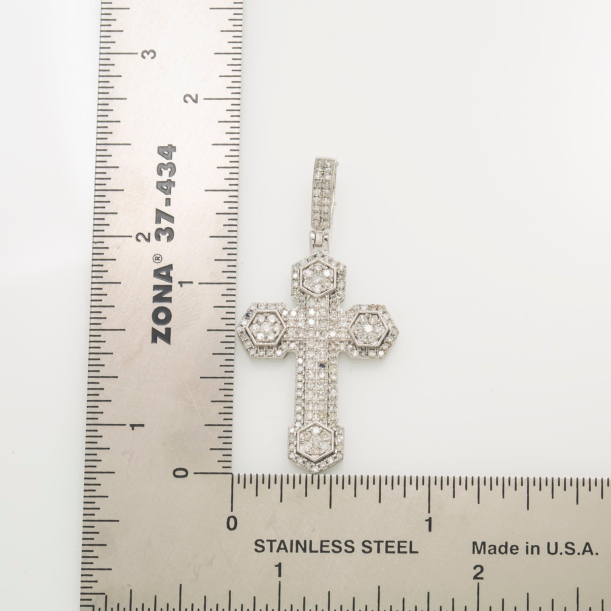 14K GOLD DIAMOND CROSS PENDANT 0.93 CT