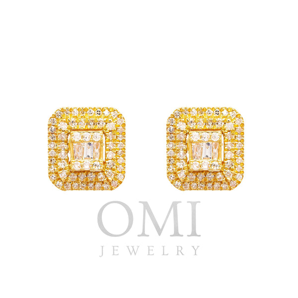 14K Yellow Gold Unisex Earrings with 1.05 CT Diamonds