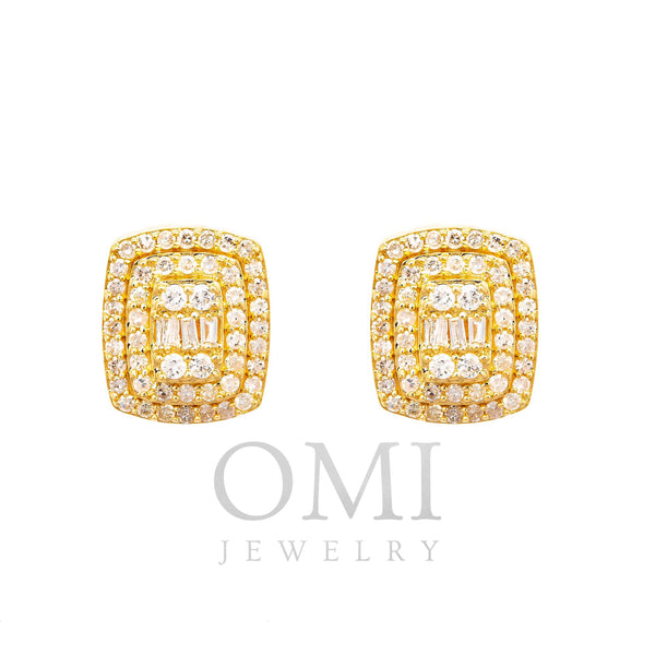 14K Yellow Gold Unisex Earrings with 0.88 CT Diamonds