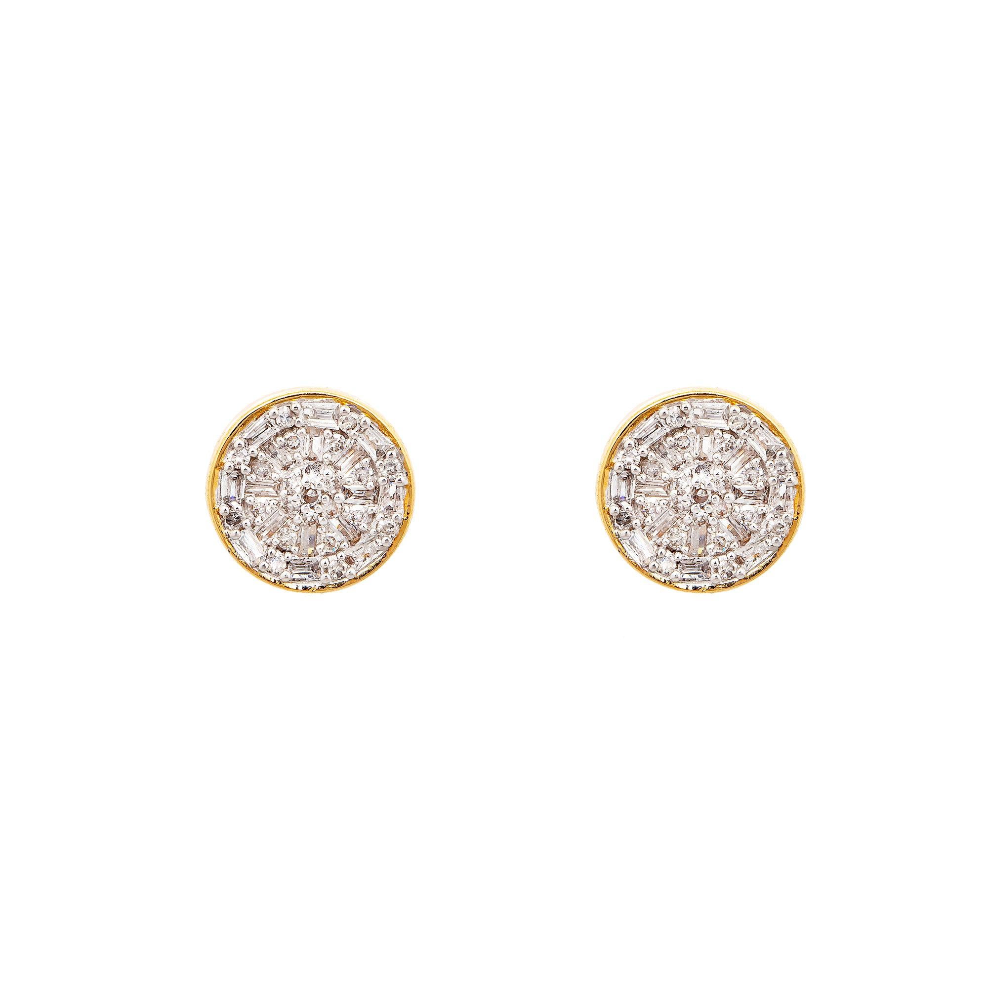 14K Yellow Gold Unisex Earrings with 0.32 CT Diamonds