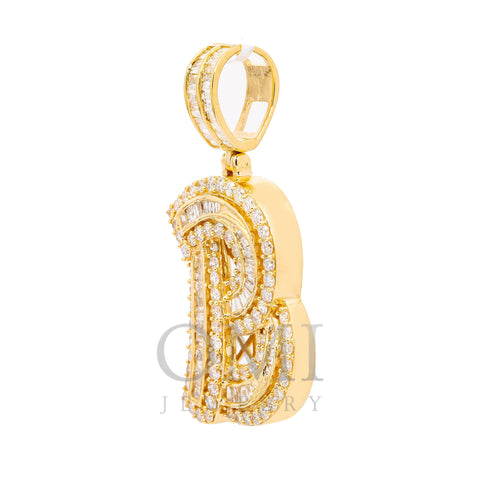 14K YELLOW GOLD UNISEX LETTER B WITH 2.01 CT BAGUETTE AND ROUND DIAMONDS