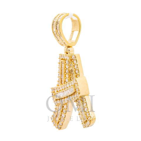 14K YELLOW GOLD UNISEX LETTER A WITH 1.93 CT BAGUETTE AND ROUND DIAMONDS