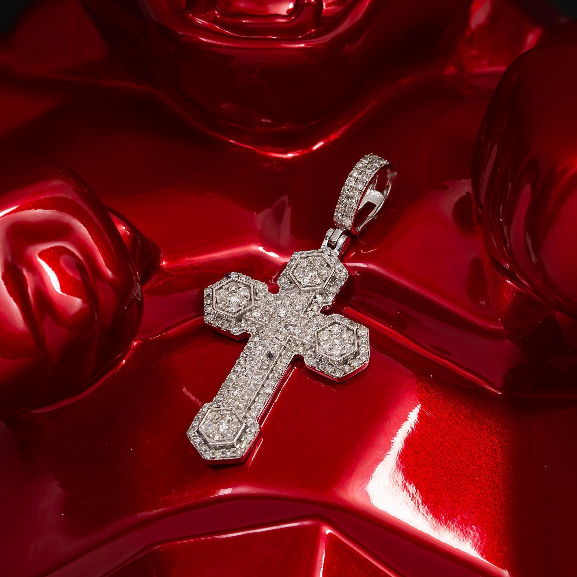 14K GOLD DIAMOND CROSS PENDANT 0.93 CT
