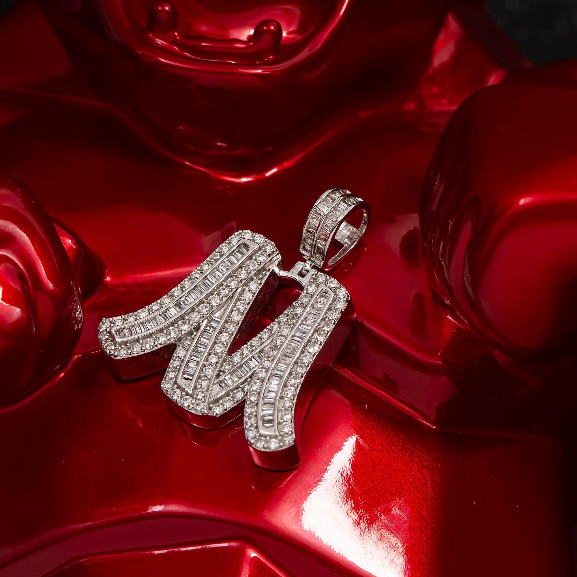 14K GOLD DIAMOND INITIAL M PENDANT 1.49 CT