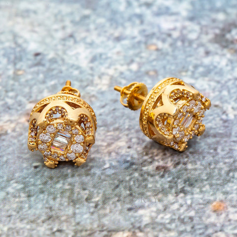 14K Yellow Gold Unisex Earrings with 0.76 CT Diamonds