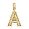 14K YELLOW GOLD DIAMOND LETTER A INITIAL PENDANT 1.5 CT