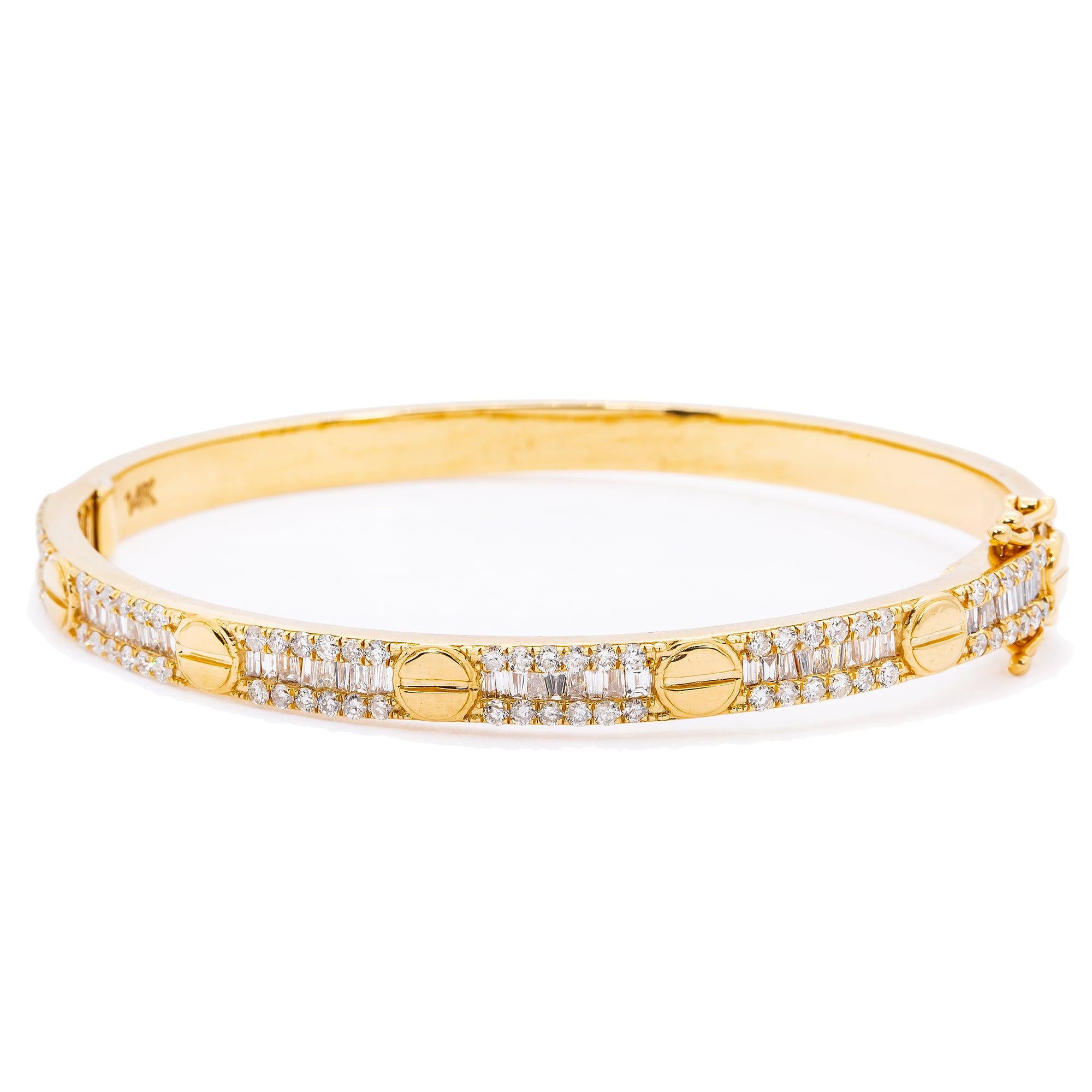 14K Yellow Gold Ladies Bracelet with 2.84 CT Baguette Diamonds