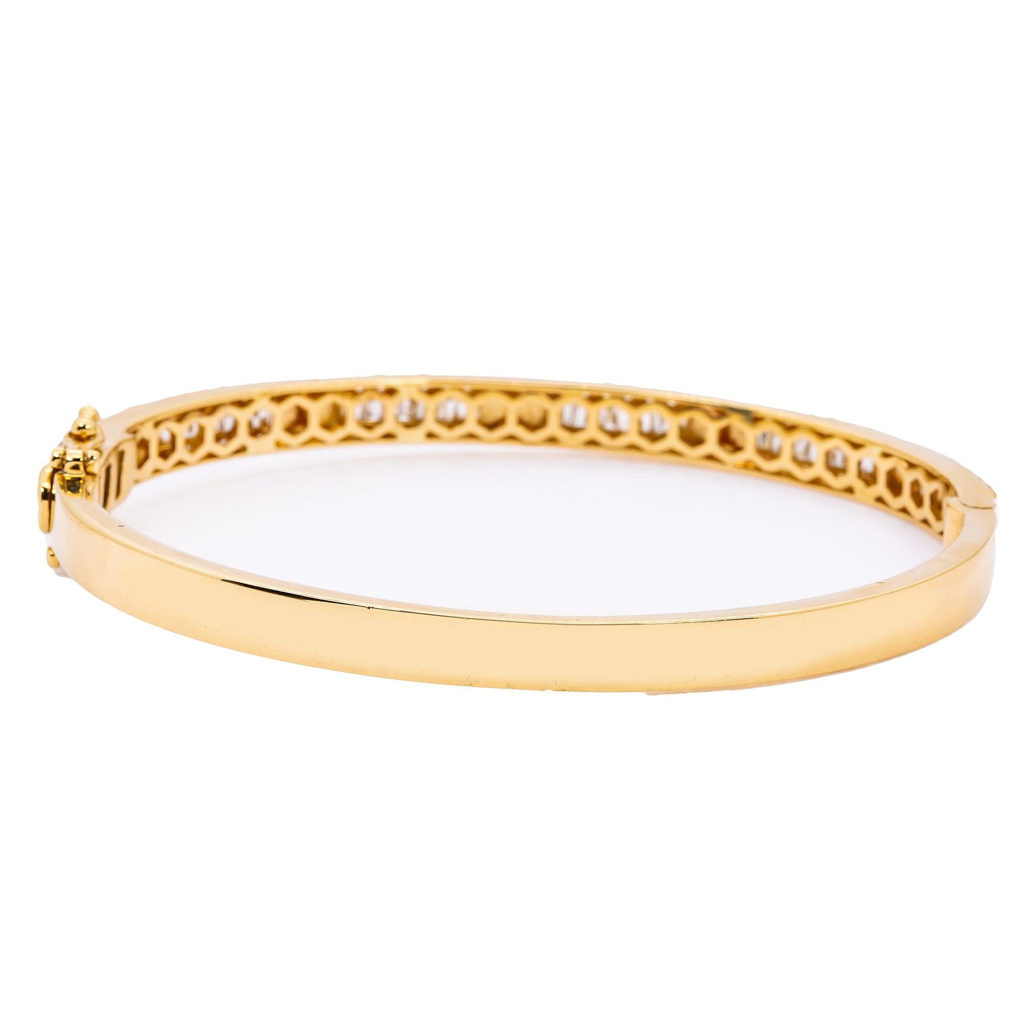 14K Yellow Gold Ladies Bracelet with 2.84 CT Baguette Diamonds