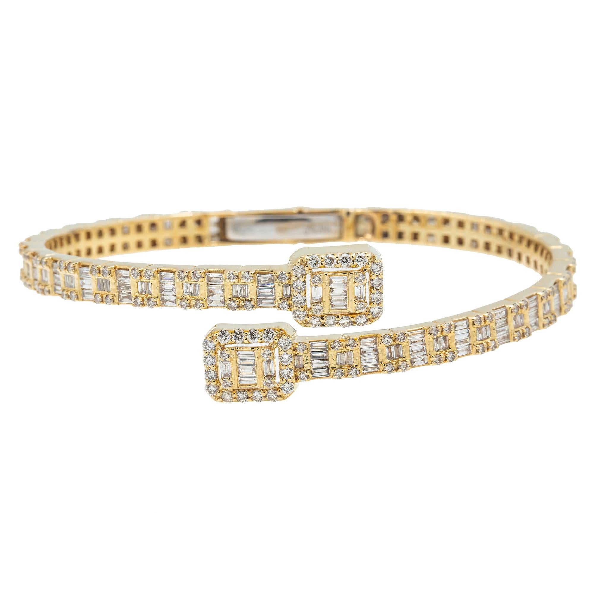 14K GOLD SQUARE SHAPE BANGLE 4.31 CT DIAMONDS