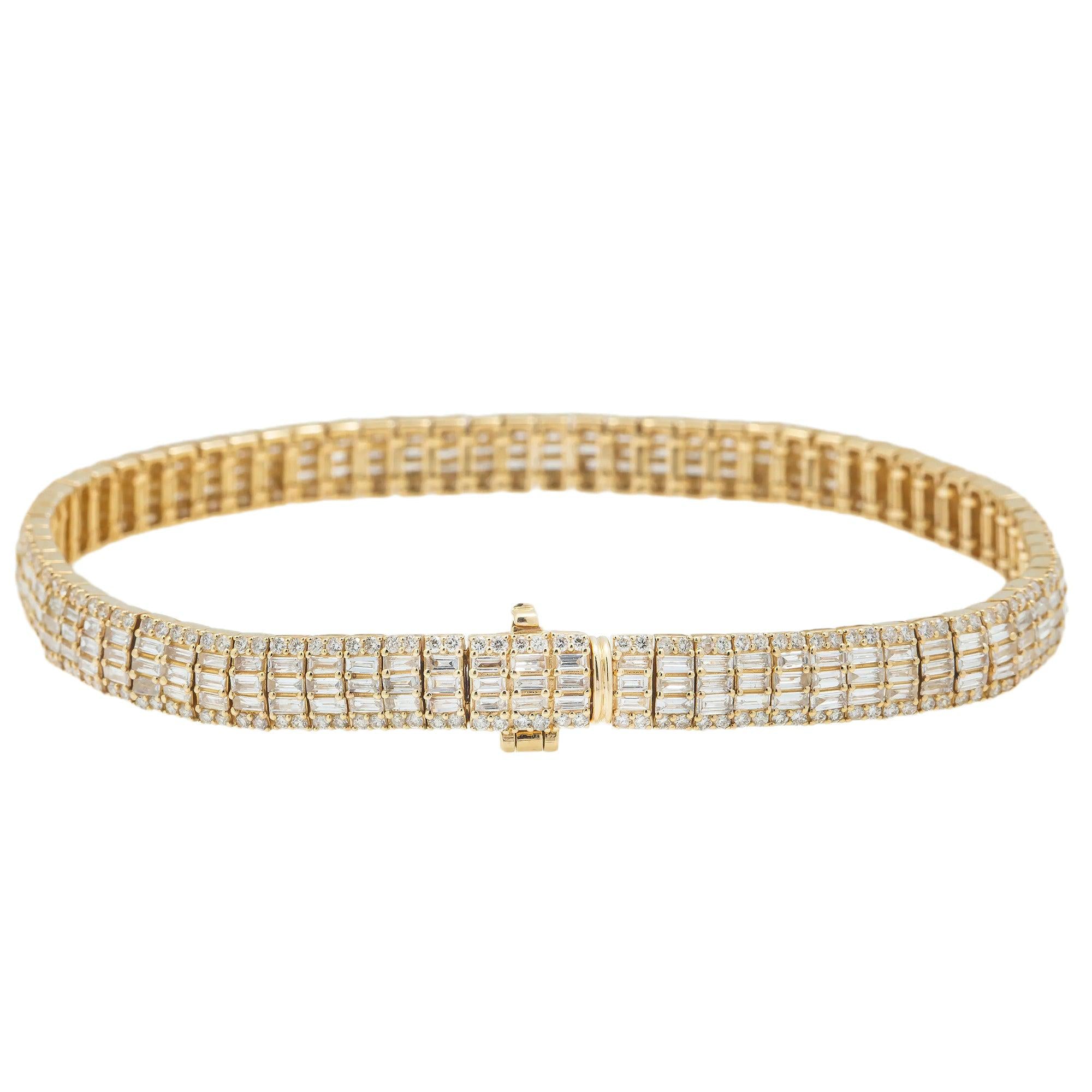 14K GOLD 8" BRACELET 5.46 CT DIAMONDS