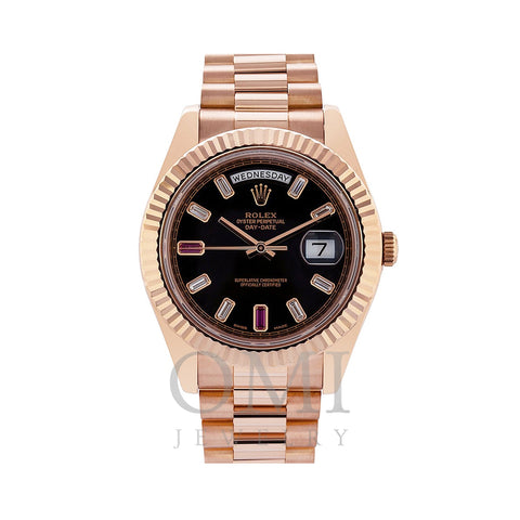 Rolex Day-Date II 218235 41MM Black Dial With 18K Rose Gold Presidential Bracelet