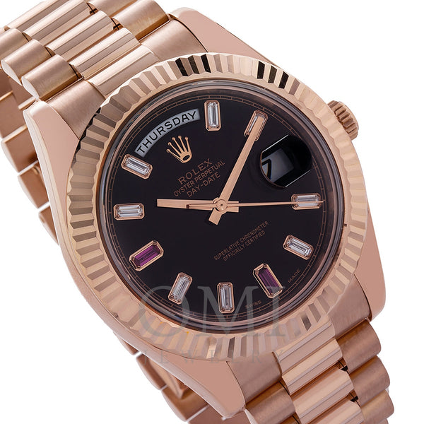 Rolex Day-Date II 218235 41MM Black Dial With 18K Rose Gold Presidential  Bracelet