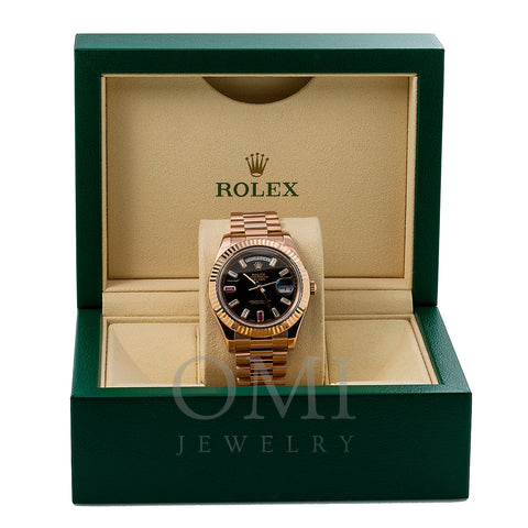 Rolex Day-Date II 218235 41MM Black Dial With 18K Rose Gold Presidential Bracelet