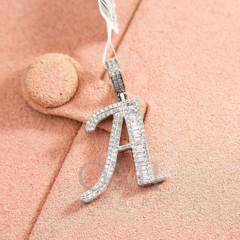 10K WHITE GOLD UNISEX LETTER A PENDANT WITH 0.50 CT DIAMONDS