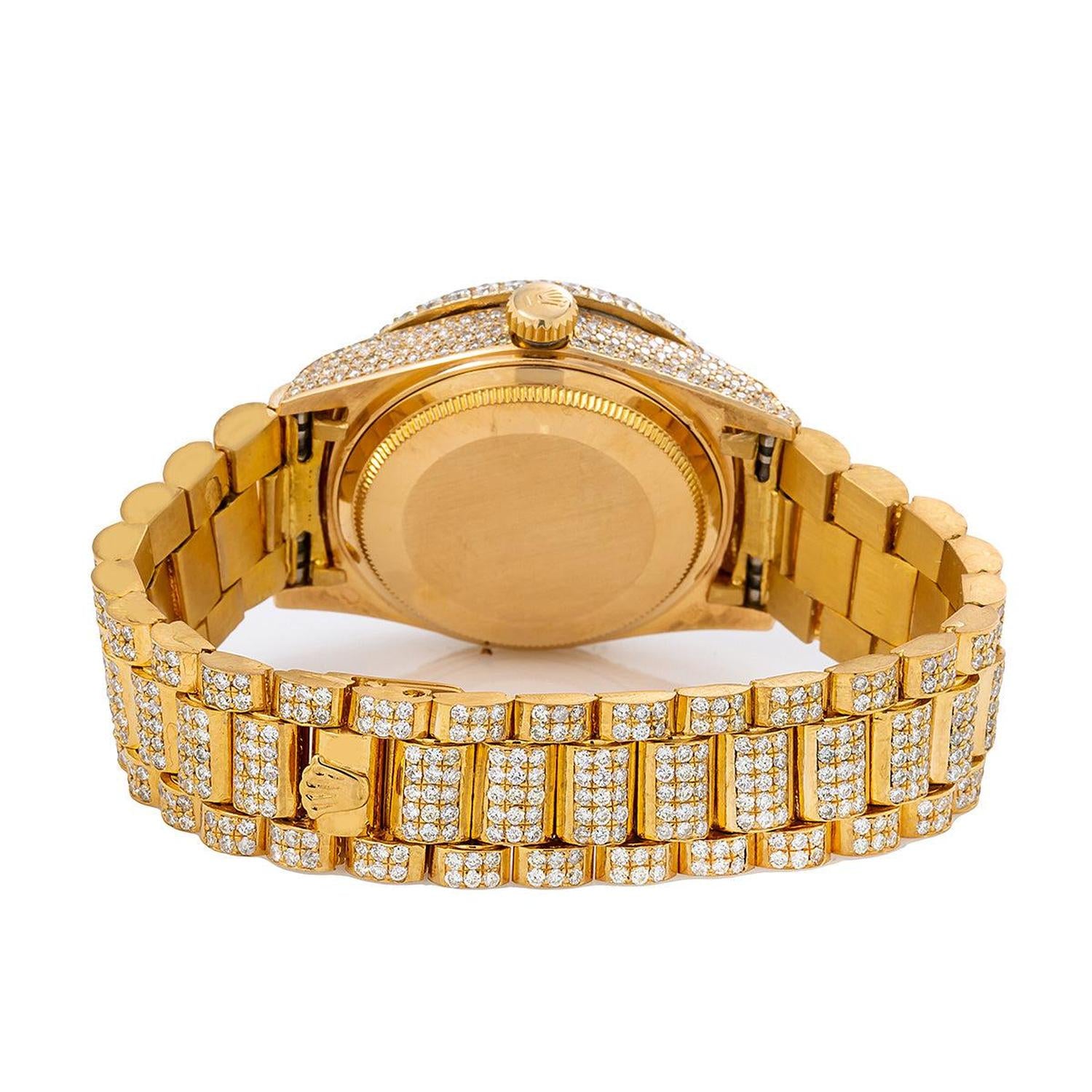 Rolex Day-Date 36MM 18038 Diamond Paved Eastern Arabic Dial Diamond Bezel 18K Yellow Gold Full Diamond President Bracelet 15.75ct