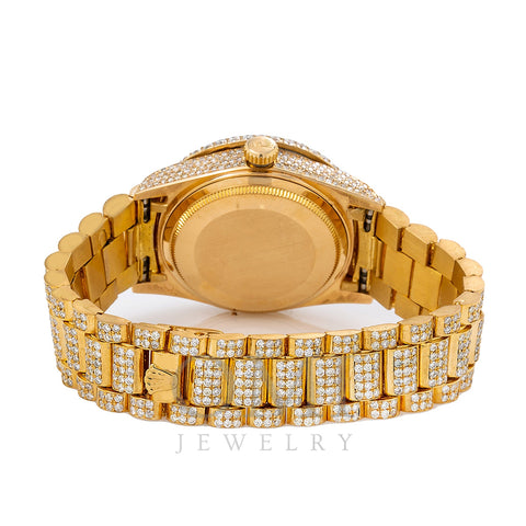 Rolex Day-Date Diamond Watch, 18038 36mm, Champagne Custom Arabic Diamond Dial With 15.75 CT Diamonds