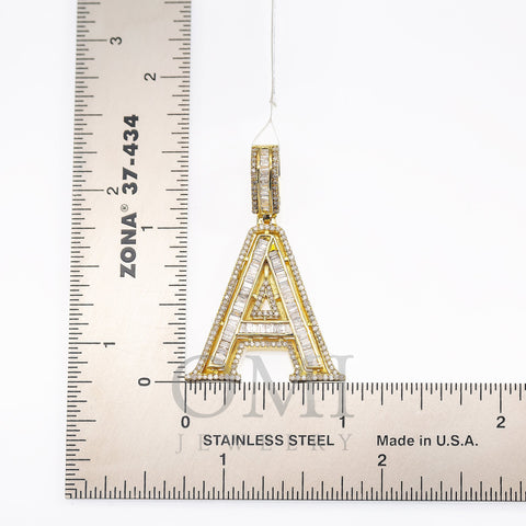 14K YELLOW GOLD DIAMOND LETTER A INITIAL PENDANT 1.5 CT