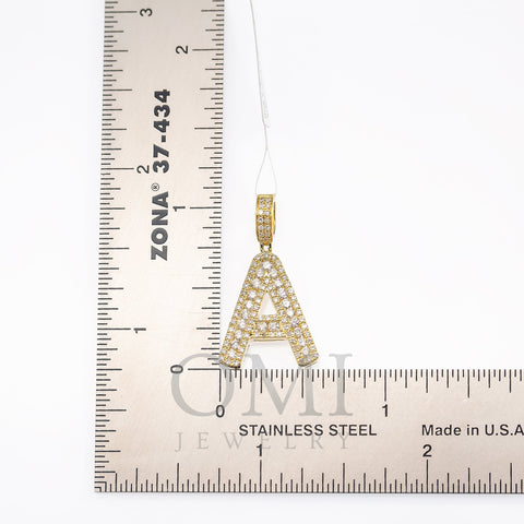 10K YELLOW GOLD UNISEX LETTER A PENDANT WITH 0.65 CT DIAMONDS